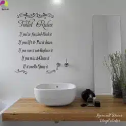 http://ineedaclean.com Wall Sticker Toilet Rules for Bathroom New Arrivals Bathroom Shop cb5feb1b7314637725a2e7: Black|Blue|Brown|chocolate|dark blue|gold|green|grey|light blue|light green|light grey|light purple|mint|nude|Purple|Red|Silver|soft pink|Yellow|Orange|Pink|white  I Need A Clean http://ineedaclean.com/the-clean-store/wall-sticker-toilet-rules-for-bathroom/
