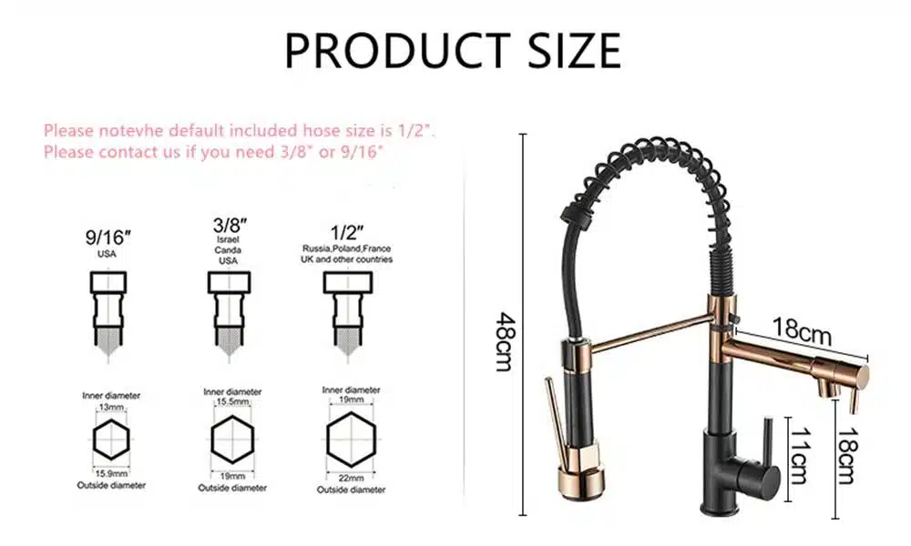 Black Rose Gold Kitchen Faucet Nickel Brushed Spring Pull Down Faucets 2 Functions Stream Spray Hot And Cold Water Mixer Taps
